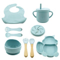 Set 10 piese diversificare bebelusi si copii din silicon baby blue