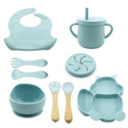 Set 10 piese diversificare bebelusi si copii din silicon baby blue