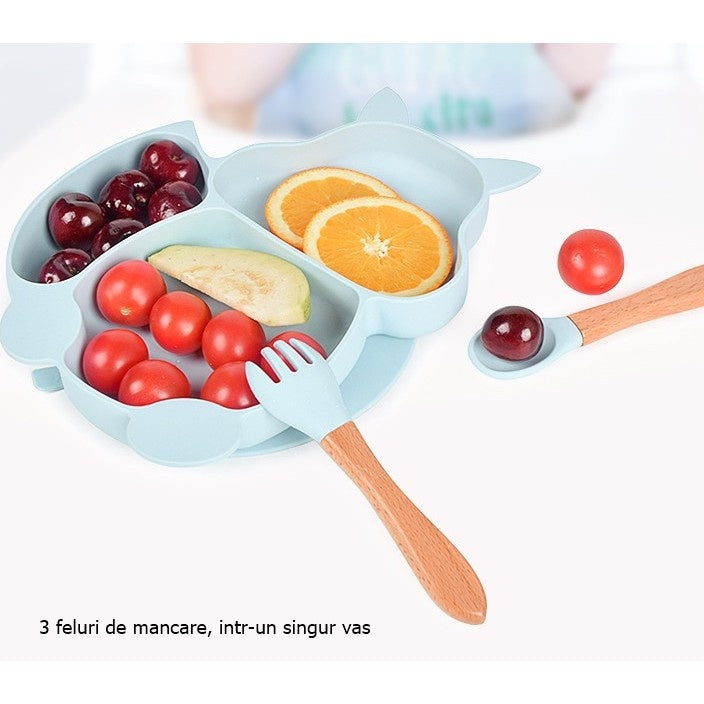 Set 10 piese diversificare bebelusi si copii din silicon baby blue