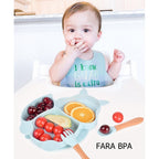 Set 10 piese diversificare bebelusi si copii din silicon baby blue