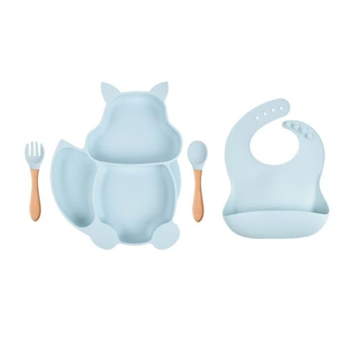 Set 10 piese diversificare bebelusi si copii din silicon baby blue