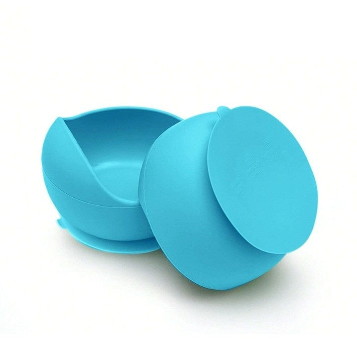 Set 10 Piese Servire Masa. pentru Bebelusi si Copii, din Silicon/Lemn, cu Ventuze Anti-alunecare, fara Alergeni. +6 Luni, Model Elefant