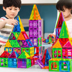 Set 100 de Piese Magnetice de Constructie Flippy Magnetic Tiles Piese Mari Forme Geometrice 3 Ani ABS Magnet 20.5 x 14.5 x 12 cm