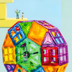 Set 100 de Piese Magnetice de Constructie Flippy Magnetic Tiles Piese Mari Forme Geometrice 3 Ani ABS Magnet 20.5 x 14.5 x 12 cm