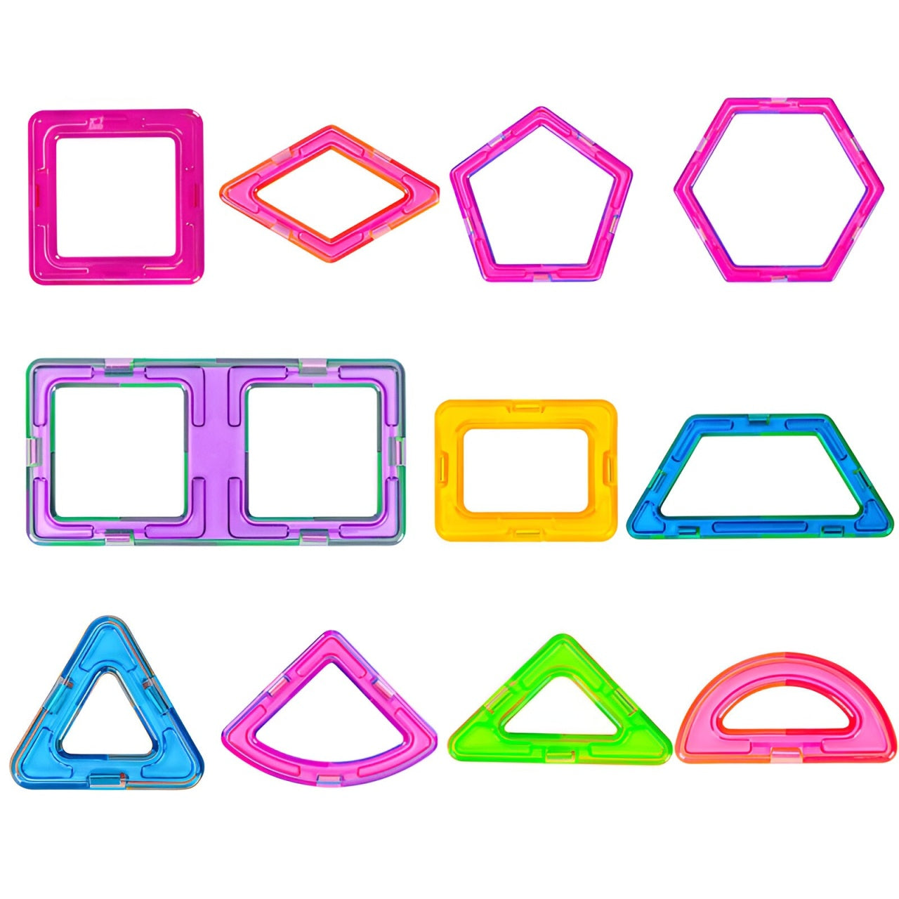 Set 148 Piese Magnetice de Constructie, Piese Medii, Magnetic Blocks, Forme Geometrice, 3 Ani, Multicolor