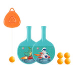 Set 2 Palete de Tenis de Masa, pentru Copii, Design Animat, Tematica Astronauti, Accesoriu de Agatat Inclus si 4 Mingi, Albastru