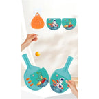 Set 2 Palete de Tenis de Masa, pentru Copii, Design Animat, Tematica Astronauti, Accesoriu de Agatat Inclus si 4 Mingi, Albastru
