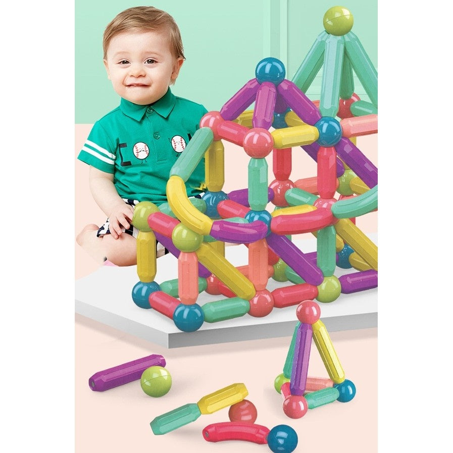 Set 25 de Piese Magnetice de Constructie, Puzzle, Forme, 3 Ani, ABS, Magnet, 16x6x14 cm, Multicolor