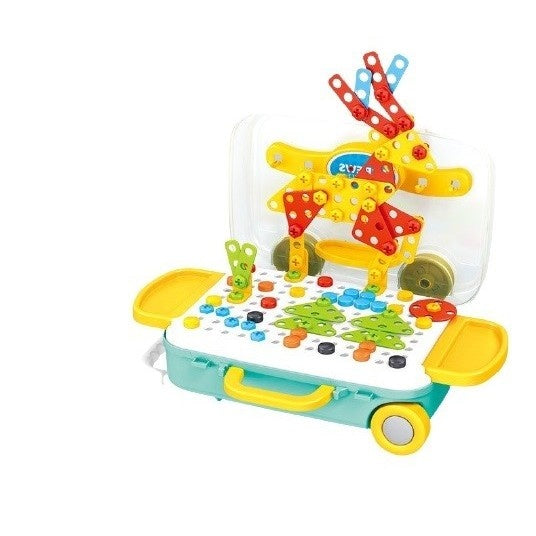 Set 258 piese, 6 in 1, Valiza cu bormasina, Multicolor
