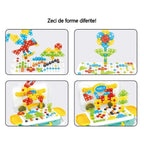 Set 258 piese, 6 in 1, Valiza cu bormasina, Multicolor