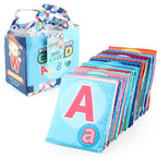 Set 26 Carduri din Panza cu Doua Fete, Model Litere, Educational, Interactiv, Saculet Inclus, Multicolor
