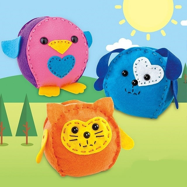 Set 3 Piese Creatie Perna pentru Copii Model Pasare/Catel/Pisica, Dream Kids