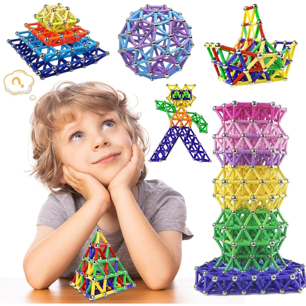 Set 308 Piese Betisoare Magnetice, din Plastic/Magnet, +3 Ani, Multicolor