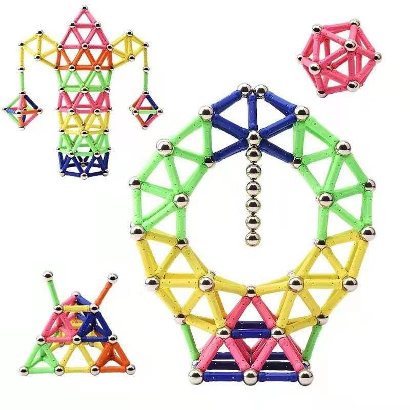 Set 308 Piese Betisoare Magnetice, din Plastic/Magnet, +3 Ani, Multicolor