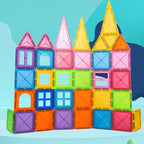 Set 32 Piese Magnetice de Constructie, Piese 5.5 cm, Magnetic Tiles, Forme Geometrice, 3 Ani, Multicolor