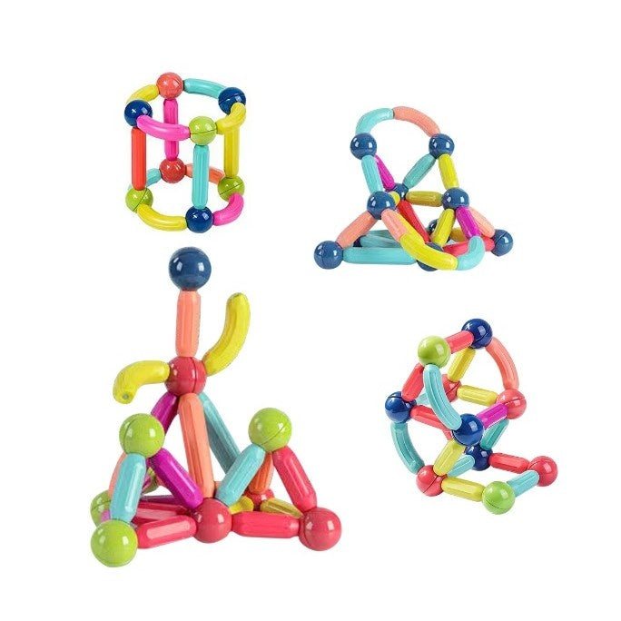 Set 36 de Piese Magnetice de Constructie, Puzzle, Forme, 3 Ani, ABS, Magnet, 18x6x16 cm, Multicolor