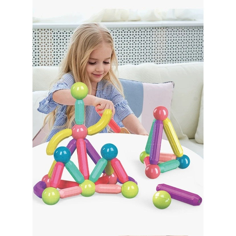 Set 36 de Piese Magnetice de Constructie, Puzzle, Forme, 3 Ani, ABS, Magnet, 18x6x16 cm, Multicolor