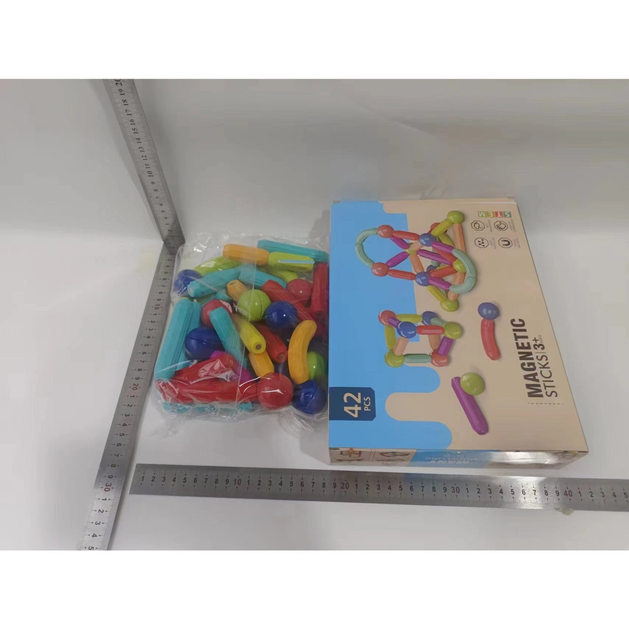 Set 36 piese magnetice de constructie, Forme geometrice, Multicolor