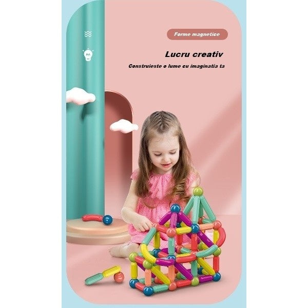 Set 36 piese magnetice de constructie, Forme geometrice, Multicolor