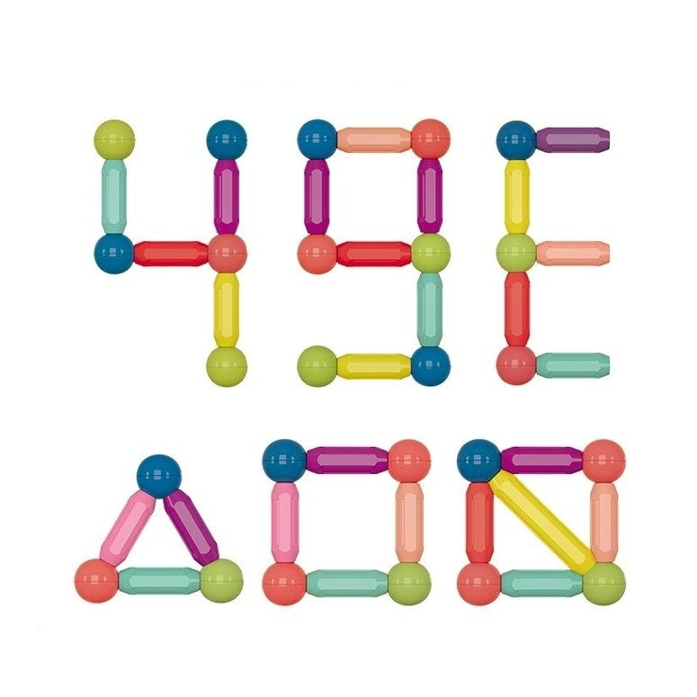 Set 36 piese magnetice de constructie, Forme geometrice, Multicolor