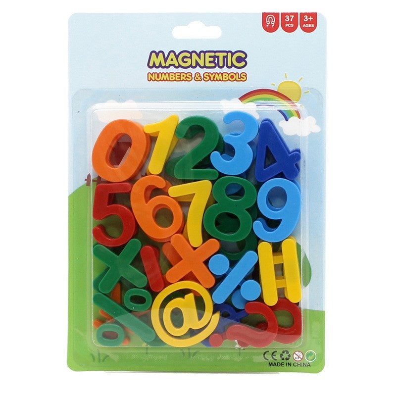 Set 37 Cifre si Simboluri, Magnetice, pentru Frigider, din Plastic, +3 Ani, 13 x 18 x 14 cm, Multicolor