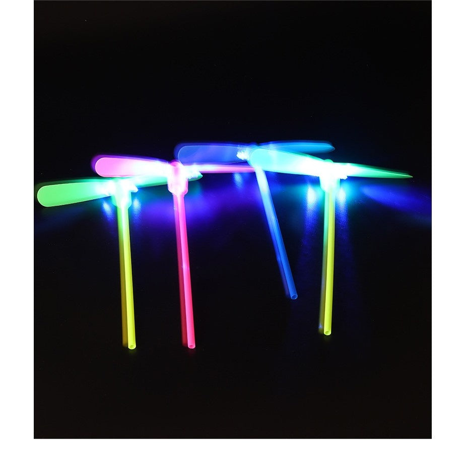 Set 4 Jucarii Libelula Zburatoare, Distractive pentru Copii, Aruncatoare Manuale din Plastic, cu Lumini, Multicolor
