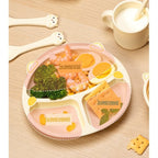 Set 4 Piese Hranire Bebelusi si Copii, din Silicon, fara BPA, de la 12 Luni, Model Pisicuta, 28 x 26 x 2 cm, Bej