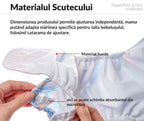 Set 4 scutece ecologice Happy Flute cu imprimeu curcubeu + 12 insertii/absorbante din microfibra 3-15kg