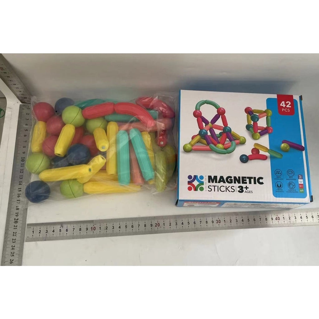 Set 42 de Piese Magnetice de Constructie, Puzzle, Forme, 3 Ani, ABS, Magnet, 20x6.5x18 cm, Multicolor