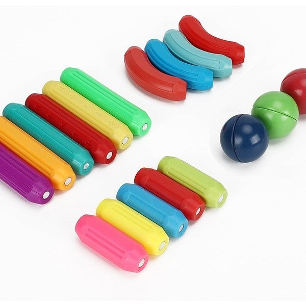 Set 42 de Piese Magnetice de Constructie, Puzzle, Forme, 3 Ani, ABS, Magnet, 20x6.5x18 cm, Multicolor