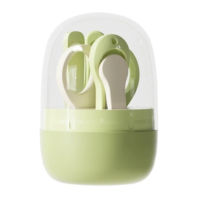 Set 4in1 de Ingrijire Unghii pentru Bebelusi, Cutie de Depozitare Tip Borcan, 0-6 Ani, 10 x 7 x 6 cm, Verde