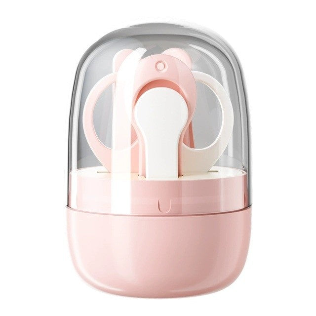 Set 4in1 de Ingrijire Unghii pentru Bebelusi, Cutie de Depozitare Tip Borcan, 0-6 Ani, 10 x 7 x 6 cm, Roz