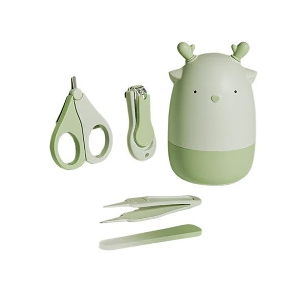 Set 4in1 de Ingrijire Unghii pentru Bebelusi, Cutie de Depozitare Tip Cerb, 0-6 Ani, 11 x 6 x 11 cm, Verde
