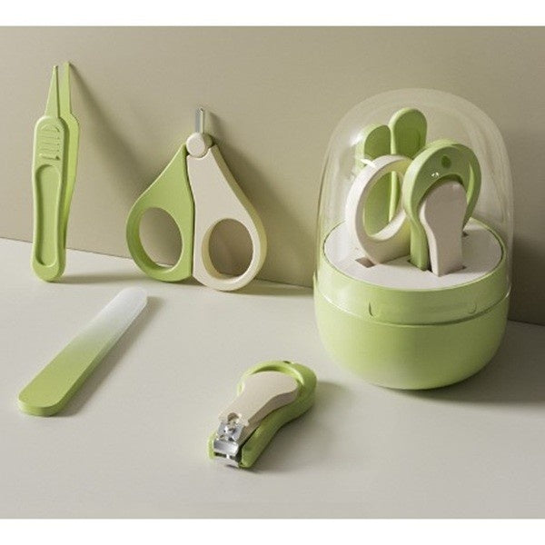 Set 4in1 de Ingrijire Unghii pentru Bebelusi, Cutie de Depozitare Tip Borcan, 0-6 Ani, 10 x 7 x 6 cm, Verde