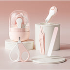 Set 4in1 de Ingrijire Unghii pentru Bebelusi, Cutie de Depozitare Tip Borcan, 0-6 Ani, 10 x 7 x 6 cm, Roz
