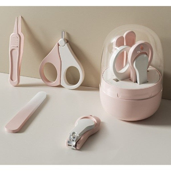 Set 4in1 de Ingrijire Unghii pentru Bebelusi, Cutie de Depozitare Tip Borcan, 0-6 Ani, 10 x 7 x 6 cm, Roz