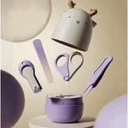 Set 4in1 de Ingrijire Unghii pentru Bebelusi, Cutie de Depozitare Tip Cerb, 0-6 Ani, 11 x 6 x 11 cm, Mov