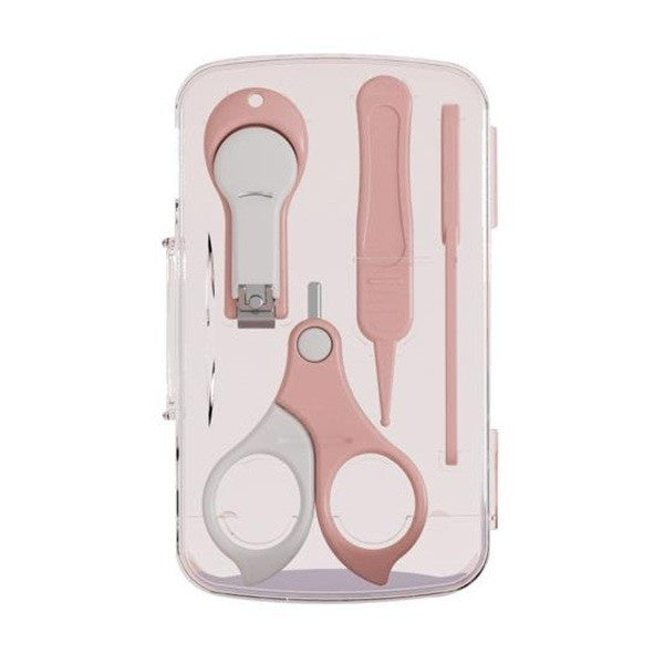 Set 4in1 de Ingrijire Unghii pentru Bebelusi, Cutie de Depozitare Transparenta, 0-6 Ani, 13.6x8x2 cm, Roz