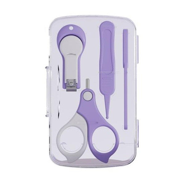 Set 4in1 de Ingrijire Unghii pentru Bebelusi, Cutie de Depozitare Transparenta, 0-6 Ani, 13.6x8x2 cm, Mov