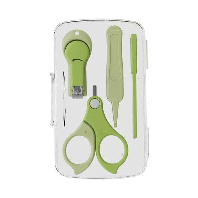 Set 4in1 de Ingrijire Unghii pentru Bebelusi, Cutie de Depozitare Transparenta, 0-6 Ani, 13.6x8x2 cm, Verde