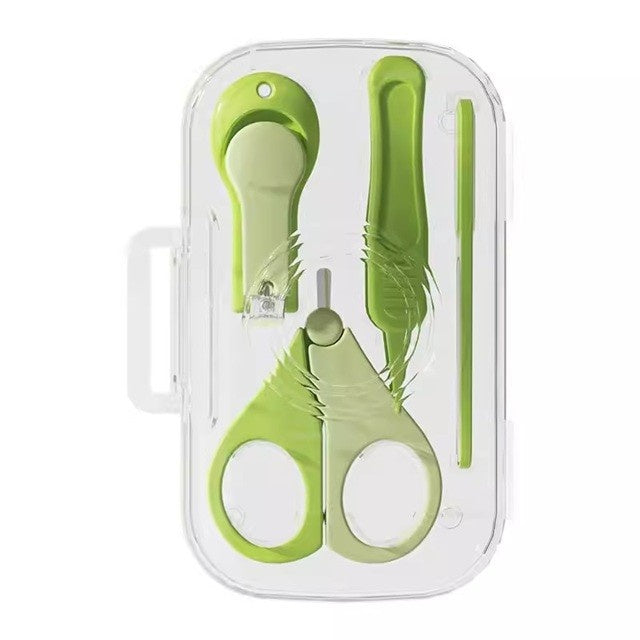 Set 4in1 de Ingrijire Unghii pentru Bebelusi, Cutie de Depozitare Texturata, 0-6 Ani, 13.6x8x2 cm, Verde