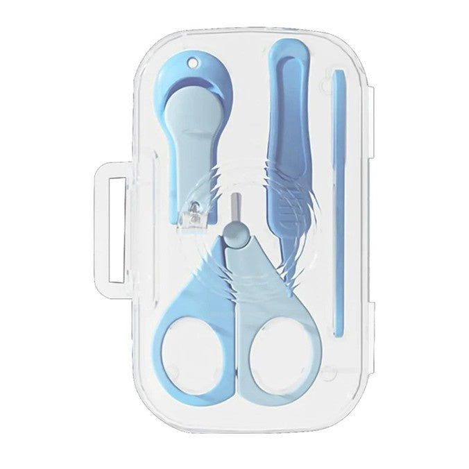 Set 4in1 de Ingrijire Unghii pentru Bebelusi, Cutie de Depozitare Texturata, 0-6 Ani, 13.6x8x2 cm, Albastru