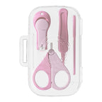 Set 4in1 de Ingrijire Unghii pentru Bebelusi, Cutie de Depozitare Texturata, 0-6 Ani, 13.6x8x2 cm, Roz