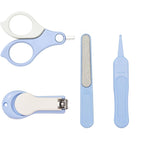 Set 4in1 de Ingrijire Unghii pentru Bebelusi, Cutie de Depozitare Transparenta, 0-6 Ani, 13.6x8x2 cm, Albastru Deschis