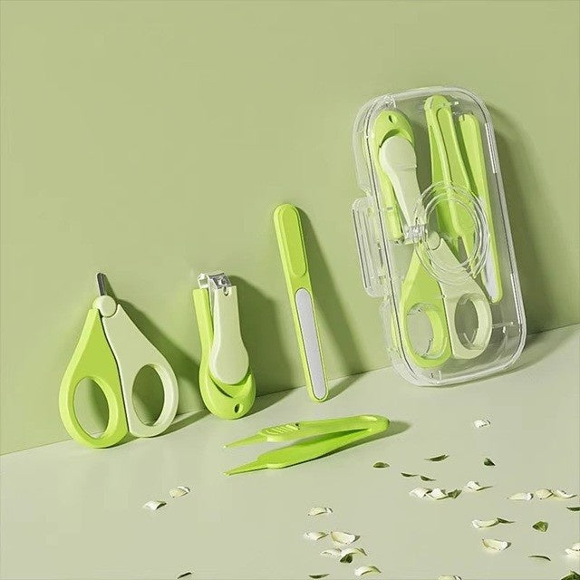 Set 4in1 de Ingrijire Unghii pentru Bebelusi, Cutie de Depozitare Texturata, 0-6 Ani, 13.6x8x2 cm, Verde
