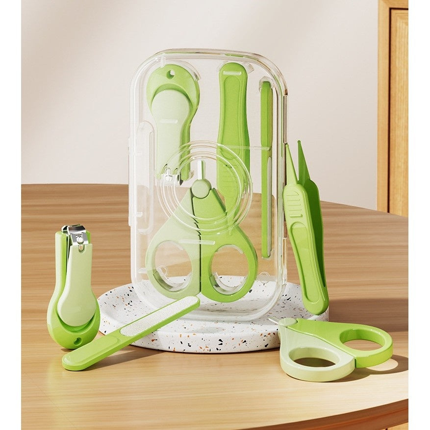 Set 4in1 de Ingrijire Unghii pentru Bebelusi, Cutie de Depozitare Texturata, 0-6 Ani, 13.6x8x2 cm, Verde