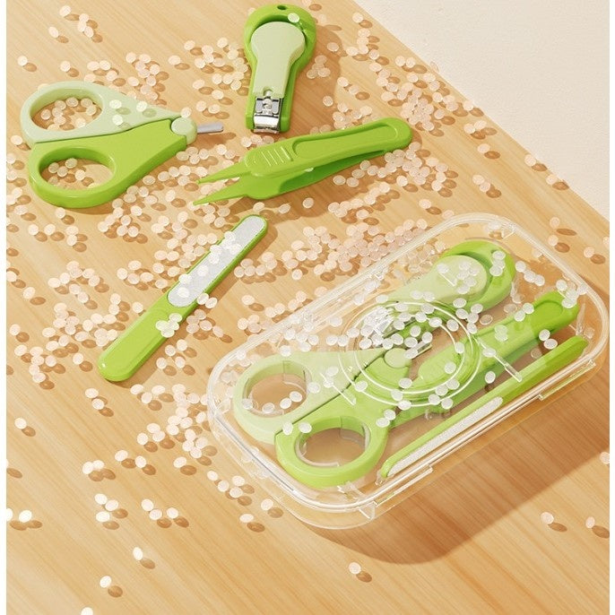 Set 4in1 de Ingrijire Unghii pentru Bebelusi, Cutie de Depozitare Texturata, 0-6 Ani, 13.6x8x2 cm, Verde