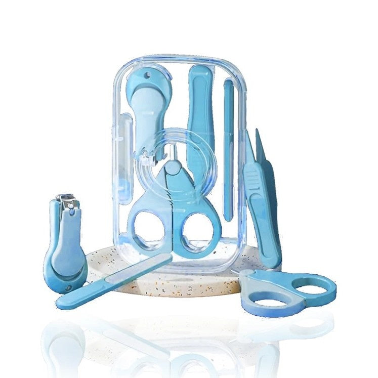 Set 4in1 de Ingrijire Unghii pentru Bebelusi, Cutie de Depozitare Texturata, 0-6 Ani, 13.6x8x2 cm, Albastru