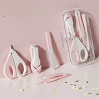 Set 4in1 de Ingrijire Unghii pentru Bebelusi, Cutie de Depozitare Texturata, 0-6 Ani, 13.6x8x2 cm, Roz