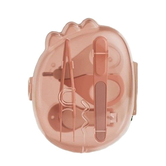 Set 4in1 de Ingrijire Unghii pentru Bebelusi, Cutie de Depozitare Dinozaur Transparent, 0-6 Ani, 11.5 x 9 x 3 cm, Roz